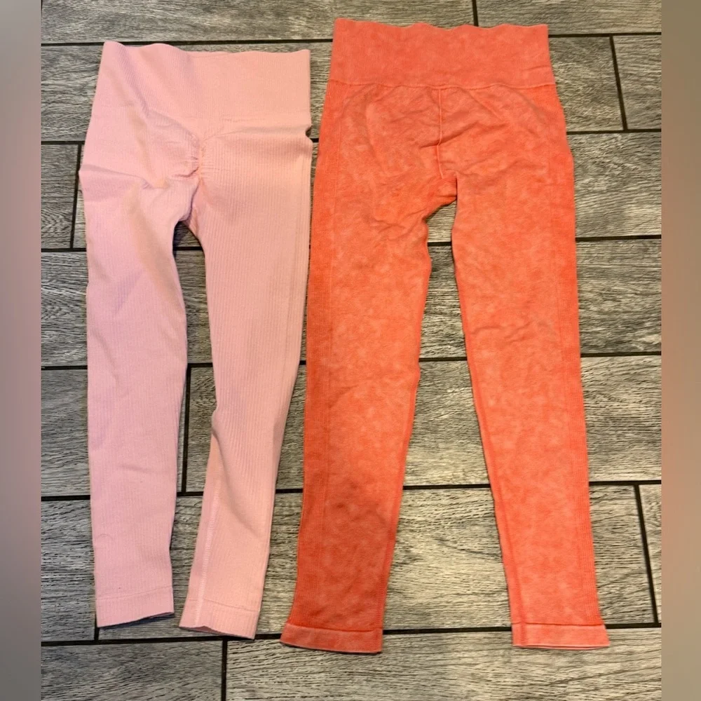 Ribbed leggings bundle Pink and Coral